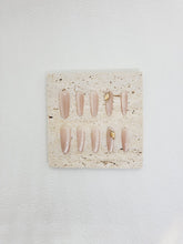 Moon River: Sheer Nude Pink Stiletto Nails with Crystal Instant Mani