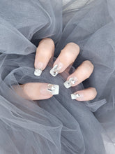 Enchanting Elegance: French square crystal Press on Nails Manicure AU