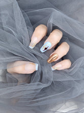 Blue Horizon: rose gold and blue Press on Nails Instant Manicure AU