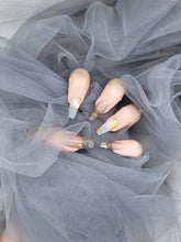 Golden Harmony: Long stylish gold Press on nails Instant Manicure AU