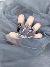 Heart of Rebellion: Metallic Long Press-on Nails Edgy Style Instant Mani