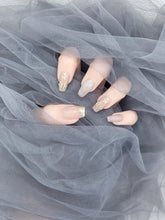 Champagne Elegance: Nude Golden Short Press-on Nails Instant Manicure AU