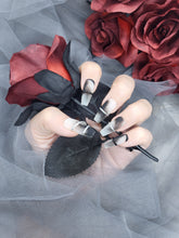 Monochromatic Mystique: Black and White Mable effect Press on nails Mani AU