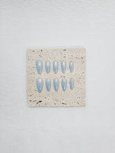 Lunar Lustre: Serene Moonlight Blue Almond Press-on Nails Everyday Wear