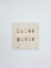 Dawn Luminescence: French Style Cat Eye Effect Short Press-on Nails Gold Edge