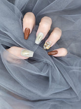 Golden Cinnamon: Luxe gold and brown Press on nails Instant Manicure