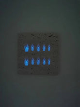 Flaming Festive Glow: Glow in the Dark Nails with Flame Pattern Instant Mani