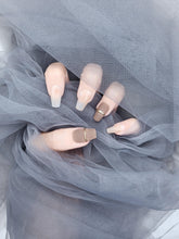 Bronze Ombre Luxe: Brown Press on Nails with Gold Band Instant Manicure