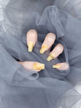 Golden Sunset: Gold band marbling Press on nails Instant Manicure AU