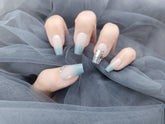 Enchanted Mist: Silver haze blue everyday Press on nails Instant Mani