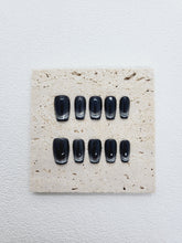 Stellar Nebula: Black Magnetic Cat Eye Press on Nails Instant Manicure