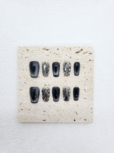 Galactic Noir: Black Silver Magnetic Press on Nails Instant Manicure