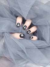 Galactic Milky Way: Short black magnetic Press on nails Instant Mani
