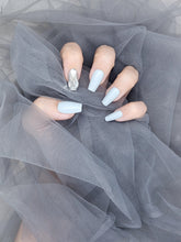 Sky Sparkle: Pastel blue with crystal Press on nails Instant Mani AU
