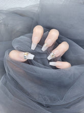 Eternal Blush: Pink Nude Press-on Nails with Gem Adornments Instant Mani