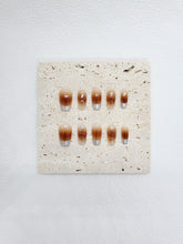 Bronze Cascade: Brown ombre heart Press on Nails Instant Manicure AU