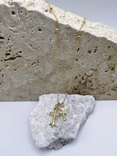 Eternal Elegance Double Cross Necklace: 925 Sterling Silver 18K Gold, Cubic Zirconia