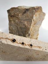 Galactic Cascade Black Agate Bracelet: 925 Sterling Silver 18K Vintage Gold, Cosmic Elegance