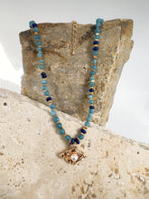 Galactic Dreamscape Necklace: 925 Sterling Silver 18K Vintage Gold, Pearls, Blue stones and Gold Trend