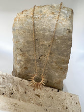 Galactic Luminary Sunburst Necklace: 925 Sterling Silver 18K Vintage Gold, Sun