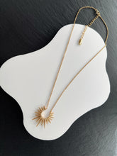 Galactic Luminary Sunburst Necklace: 925 Sterling Silver 18K Vintage Gold, Sun