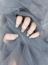 Champagne Glamour: Shimmer gold crystal Press on Nails Instant Mani AU