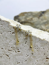 Golden Rainforest Flower and Butterfly Earring: 925 Sterling Silver 18K Gold, Cubic Zirconia