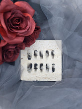 Monochromatic Mystique: Black and White Mable effect Press on nails Mani AU