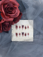 Ruby Rose Garden: Marbled Red Rainforest Press on Nail Instant Manicure