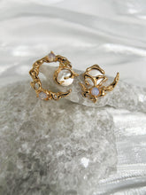 Molten Opulence Asymmetry Stud Earrings: 925 Sterling Silver 18K Vintage Gold, MOP, Composite Opal, Unique Elegance