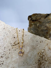 Molten Opulence Gold Necklace: 925 sterling silver with 18k vintage gold, Luxe Lava and Composite Opal Detailing