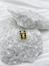 Noir Sparkle Pavé Hoop Earrings: 925 Sterling Silver 18K Gold, Black Cubic Zirconia