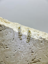 Pearlescent Flow Gold Stud Earrings: 925 Sterling Silver 18K Gold, Cubic Zirconia,Timeless Pearl Elegance