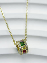 Rainforest Kaleidoscope Gold Necklace: 925 Sterling Silver 18K Gold, multi-colour cubic zirconia