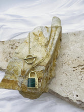 Timeless Bond Malachite Padlock Bracelet: 925 Sterling Silver 18K Gold, Everyday Elegance