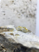 Triple Glitter Pavé Hoop Earrings: 925 Sterling Silver 18k Gold-plated, clear CZ, Everyday Elegance