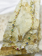 Tropical Radiance Rainbow Bracelet: 925 Sterling Silver 18K Gold Colourful Gem, CZ