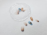 Blue Horizon: rose gold and blue Press on Nails Instant Manicure AU