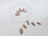 Champagne Elegance: Nude Golden Short Press-on Nails Instant Manicure AU