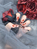 Crimson Cascade: Red marbling Press on nails with bands Instant Mani AU 