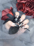 Monochromatic Mystique: Black and White Mable effect Press on nails Mani AU