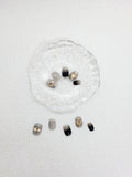 Midnight Luxe: Black and Gold Marbling Press-on Nails with Crystal Instant Mani