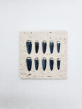 Galactic Sapphire: Deep Blue Cat Eye Long Nails with Crystals Instant Mani