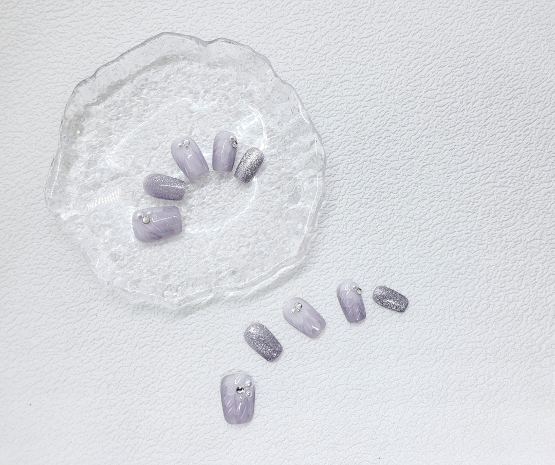 Lavender Whimsy: Purple daily wear Press on nails Instant Manicure AU