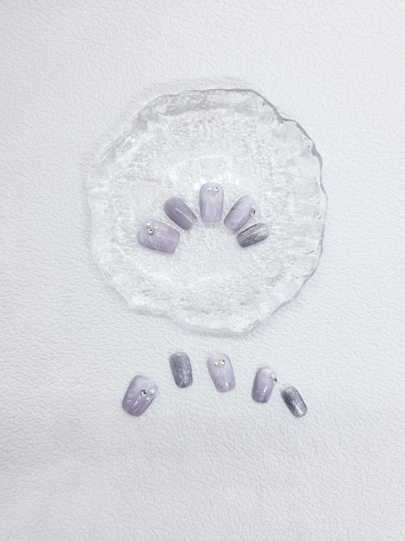 Lavender Whimsy: Purple daily wear Press on nails Instant Manicure AU