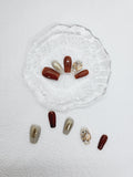 Golden Cinnamon: Luxe gold and brown Press on nails Instant Manicure