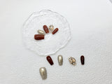 Golden Cinnamon: Luxe gold and brown Press on nails Instant Manicure