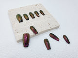 Aurora Nebula: Long Magnetic cat eye Press on Nails Instant