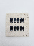 Stellar Nebula: Black Magnetic Cat Eye Press on Nails Instant Manicure