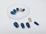 Galactic Nightfall: Magnetic Cat Eye Press on Nails Instant Manicure